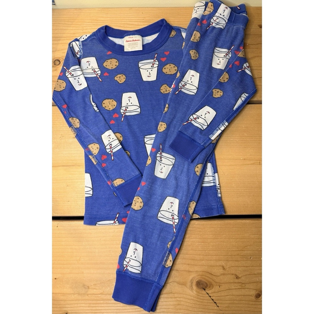Hanna Andersson Milk & Cookies Long Sleeve 2 Pc Pajama Set 5 110 cm 100% Cotton